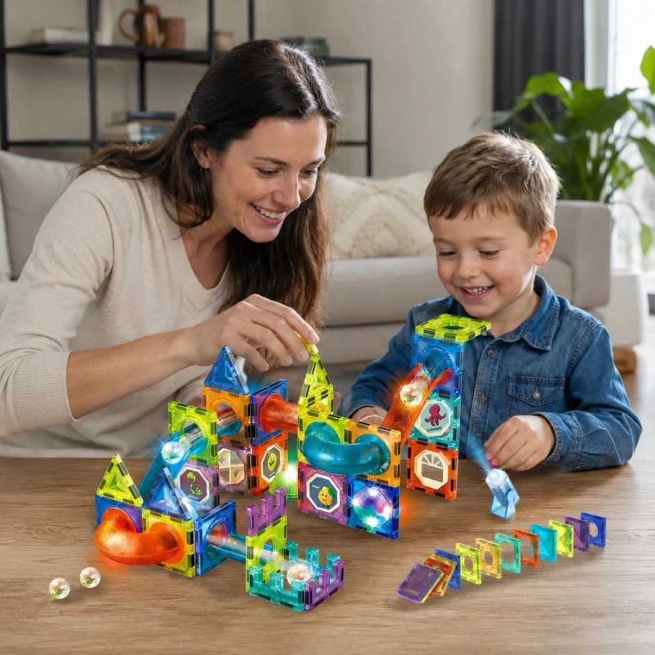 Bez Marki MAGNETINĖ KONSTRUKCIJA blokuoja šviečiantį takelį 202 el 3D Lavinantis žaislas
