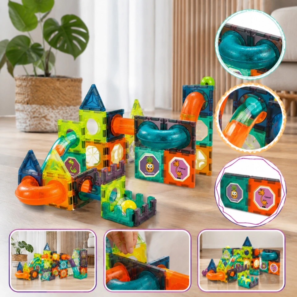Bez Marki MAGNETINĖ KONSTRUKCIJA blokuoja šviečiantį takelį 202 el 3D Lavinantis žaislas
