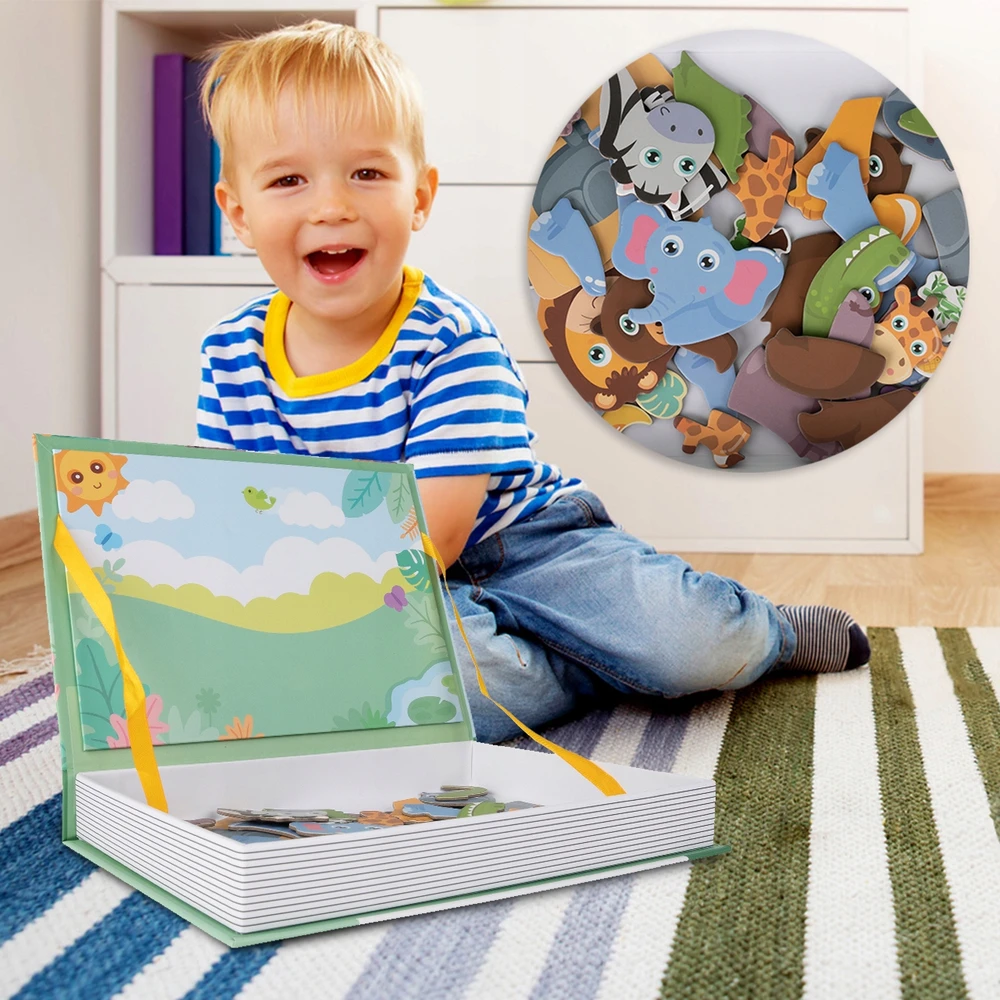 Dėlionė Bez Marki MAGNETINĖS KNYGOS DĖLĖS MONTESSORI GYVŪNŲ RINKINYS
