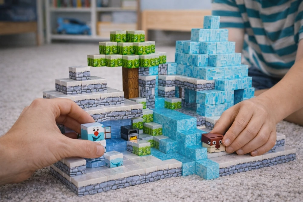 Bez Marki Magnetinės plytos 200 vienetų Mega rinkinys 3D statybiniai blokai + 2 figūrėlės