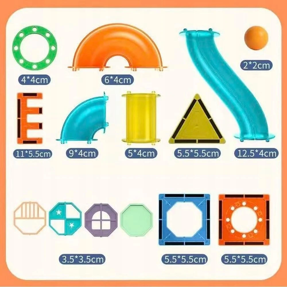 Bez Marki Magnetinės statybinės plytelės 158 Vnt Marble Run STEM Statybinis rinkinys vaikams nuo 3 metų