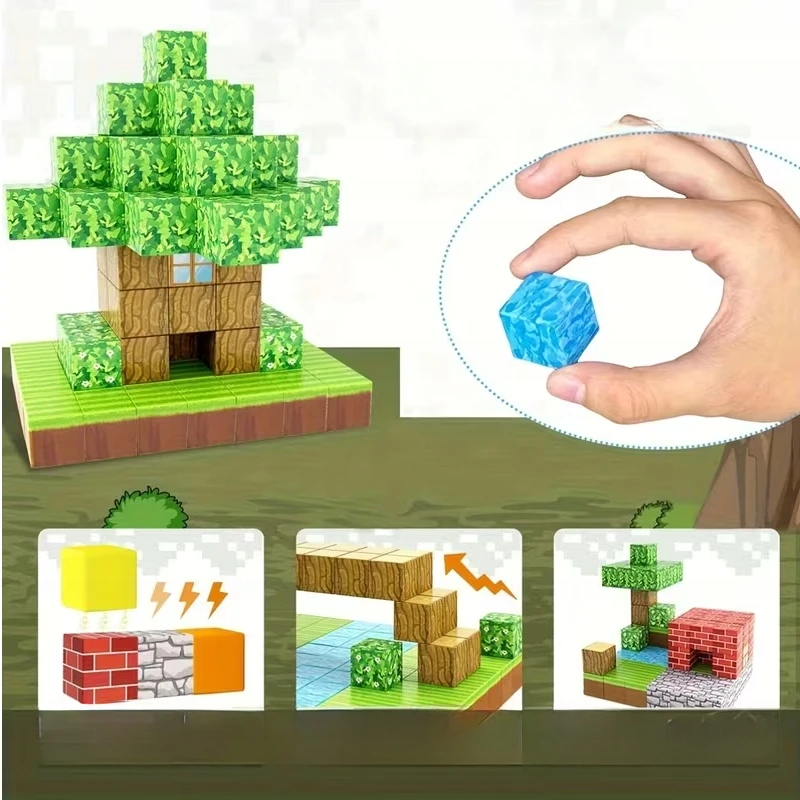 Bez Marki Magnetinės statybinės plytos Pixels Cubes Blocks 300vnt didelis rinkinys