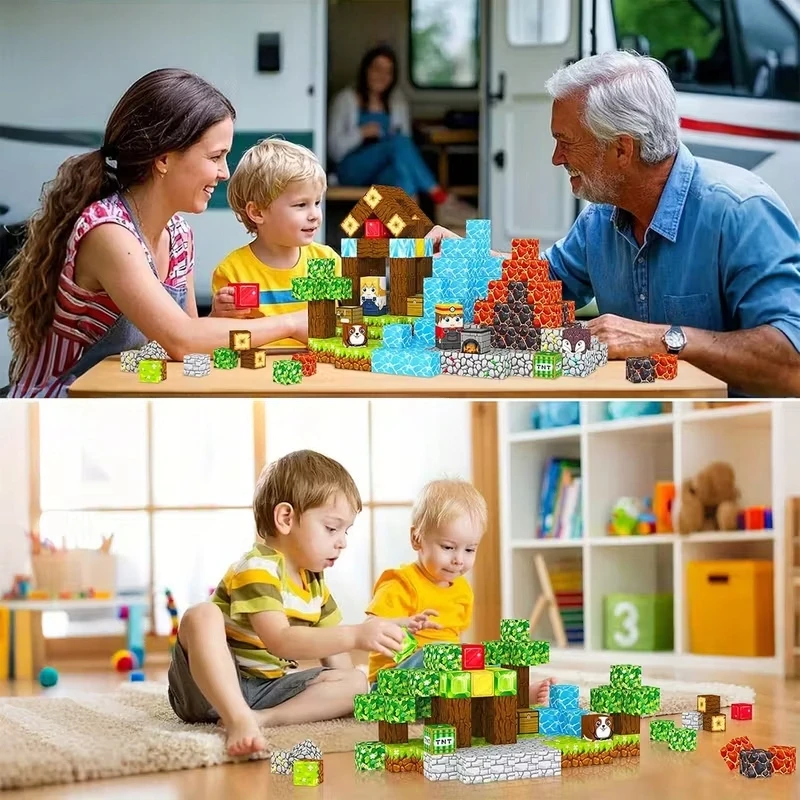 Bez Marki Magnetinės statybinės plytos Pixels Cubes Blocks 300vnt didelis rinkinys