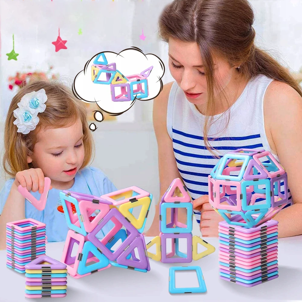 Bez Marki MAGNETINIAI 3D MAGNETINIAI BLOKAI 40 ELEMENTŲ UGDYMO KŪRYBINĖS PLOKŠTELĖS DOVANA VAIKAMS VIRSNES 3 METŲ