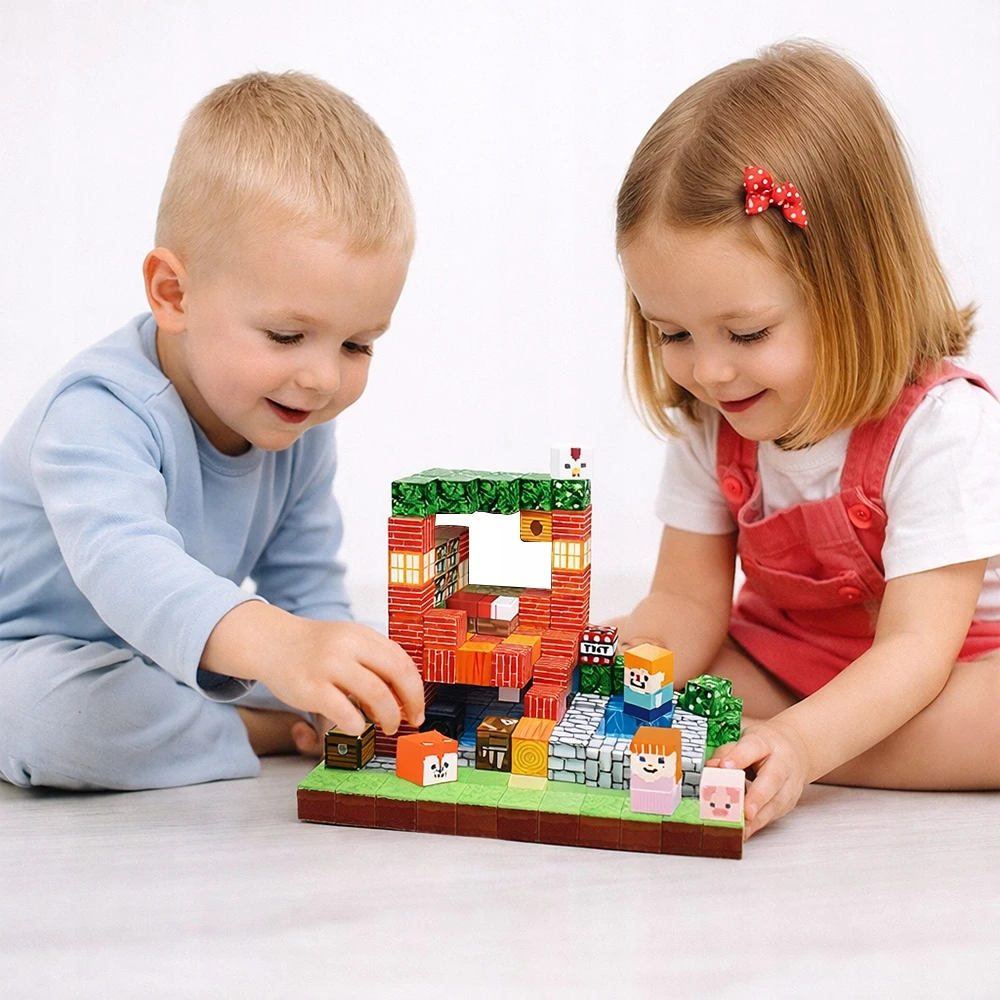 Bez Marki MAGNETINIAI BLOKAI 3D PIKSELIŲ KUBAI 150 EL. FIGURĖLIŲ DOVANŲ DĖŽUTĖ