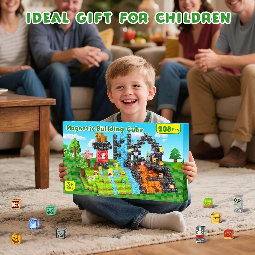 Bez Marki Magnetiniai blokai Cubes Pixels 208 3D elementai su stipriais magnetais! 3 metams