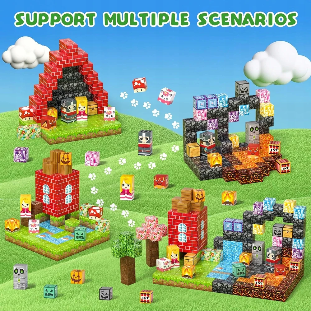Bez Marki Magnetiniai blokai Cubes Pixels 208 3D elementai su stipriais magnetais! 3 metams