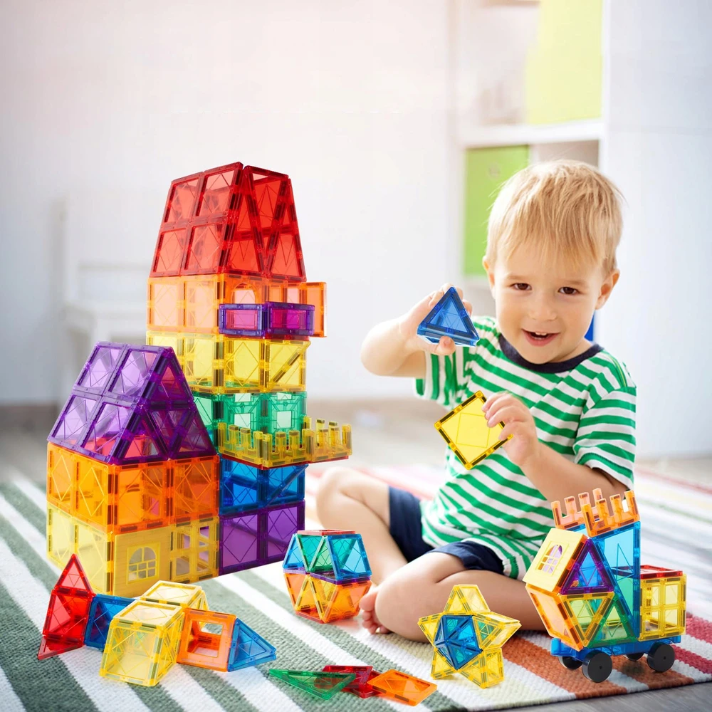 Bez Marki MAGNETINIAI BLOKAI DIDELIOS MAGNETINĖS PLYTELĖS 3D STATYBOS XXL RINKINYS DOVANA