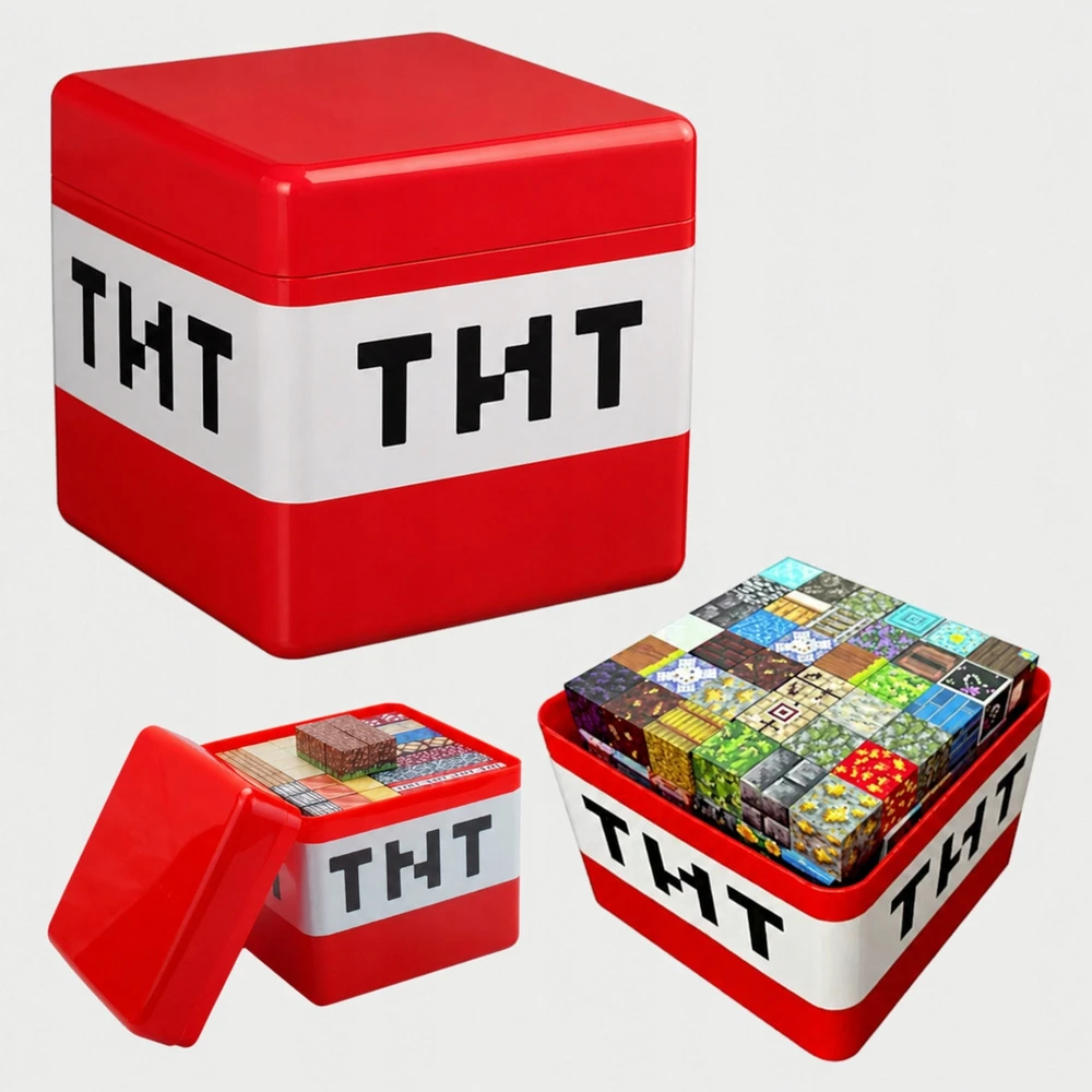 Bez Marki MAGNETINIAI BLOKAI KUBAI 205 TNT DĖŽĖS BLOKAI PIXELS MEGA RINKINYS