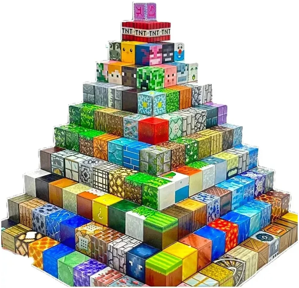 Bez Marki MAGNETINIAI BLOKAI KUBAI 205 TNT DĖŽĖS BLOKAI PIXELS MEGA RINKINYS