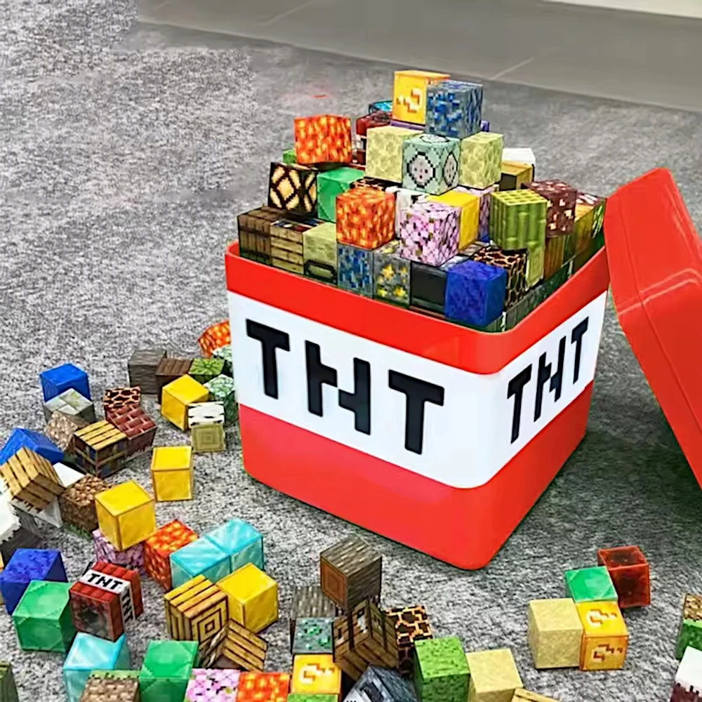 Bez Marki MAGNETINIAI BLOKAI KUBAI 205 TNT DĖŽĖS BLOKAI PIXELS MEGA RINKINYS