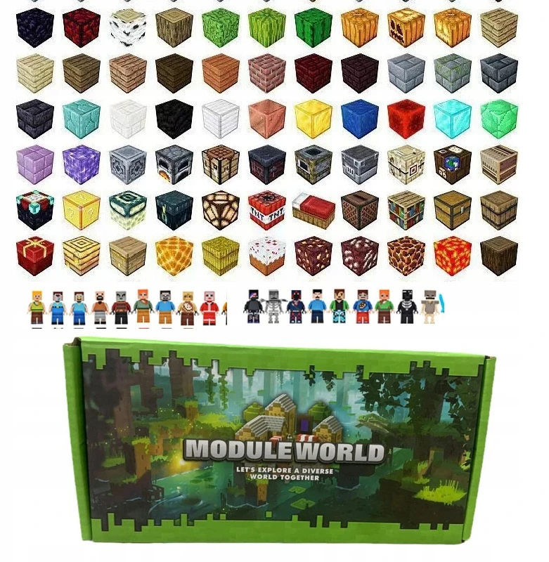 Bez Marki MAGNETINIAI BLOKAI MINECRAFT KUBŲ RINKINYS 200 ELEMENTŲ. +10 3D VAIKŲ FIGŪRŲ
