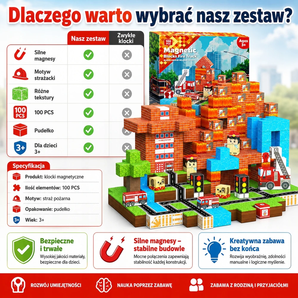 Bez Marki Magnetiniai blokeliai 100 vnt ugniagesių 3D kubeliai vaikams 3+