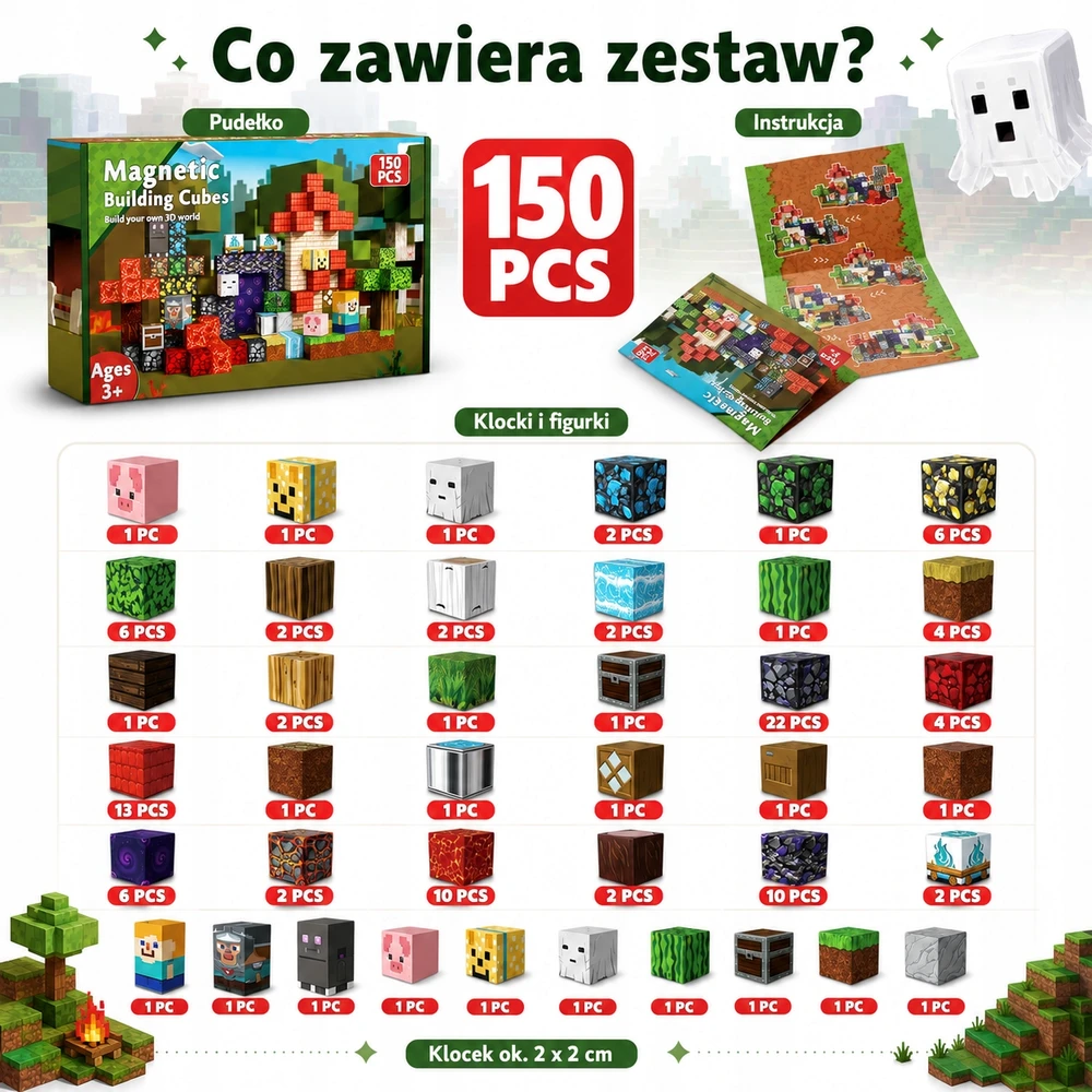 Bez Marki Magnetiniai blokeliai 150 vnt 3D vaiduoklių nuotykis vaikams nuo 3 metų