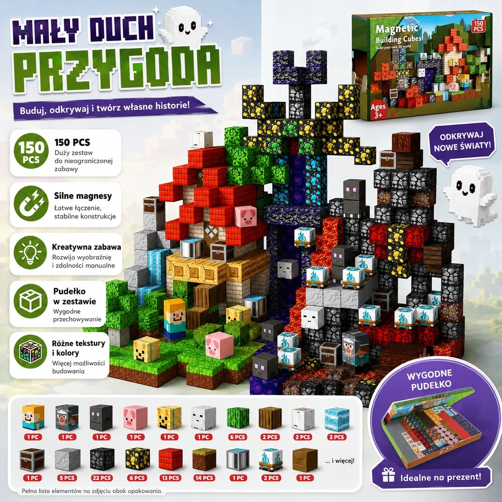 Bez Marki Magnetiniai blokeliai 150 vnt 3D vaiduoklių nuotykis vaikams nuo 3 metų