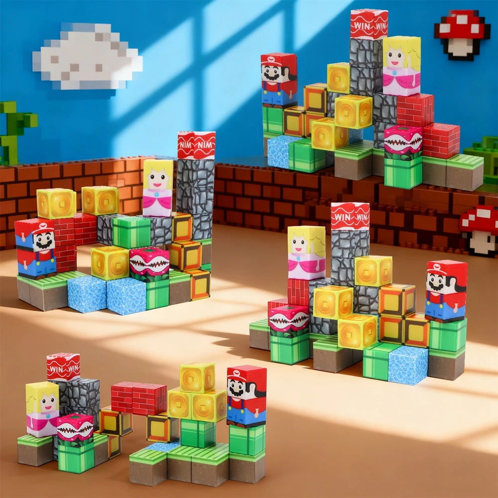 Bez Marki Magnetiniai blokeliai 3D Cubes Creative Set Pakuotė 35 vnt.