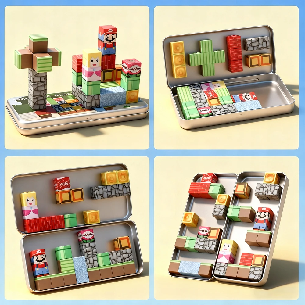 Bez Marki Magnetiniai blokeliai 3D Cubes Creative Set Pakuotė 35 vnt.