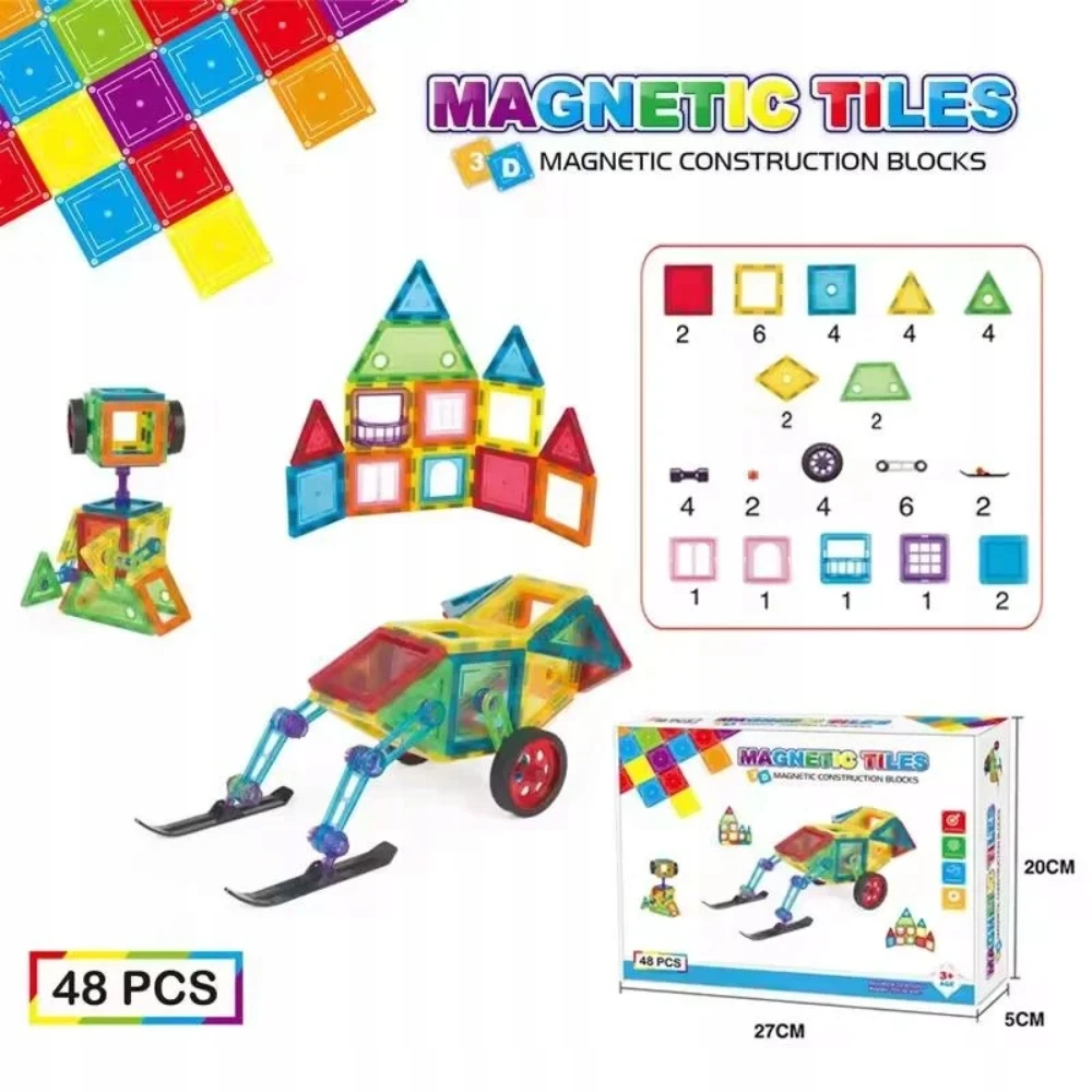 Bez Marki MAGNETINIAI blokeliai, didelis komplektas, stiprūs magnetai CH1042, 48 elementai