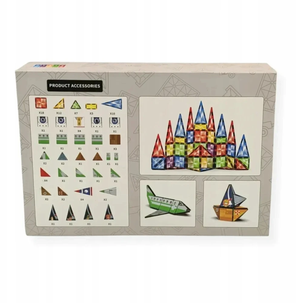 Bez Marki X Bida Kaleidoskopinės magnetinės konstruktoriaus plytelės, 95 vnt., vaikams nuo 3 metų, skatina erdvinę vaizduotę, skaidrios