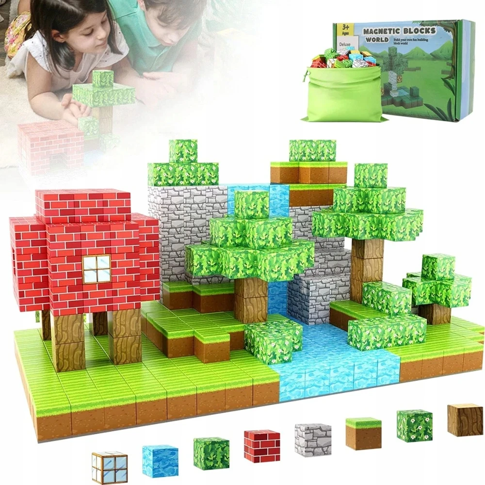 Bez Marki Magnetiniai konstrukciniai blokai kvadratiniai blokai pikselių 3D kubeliai