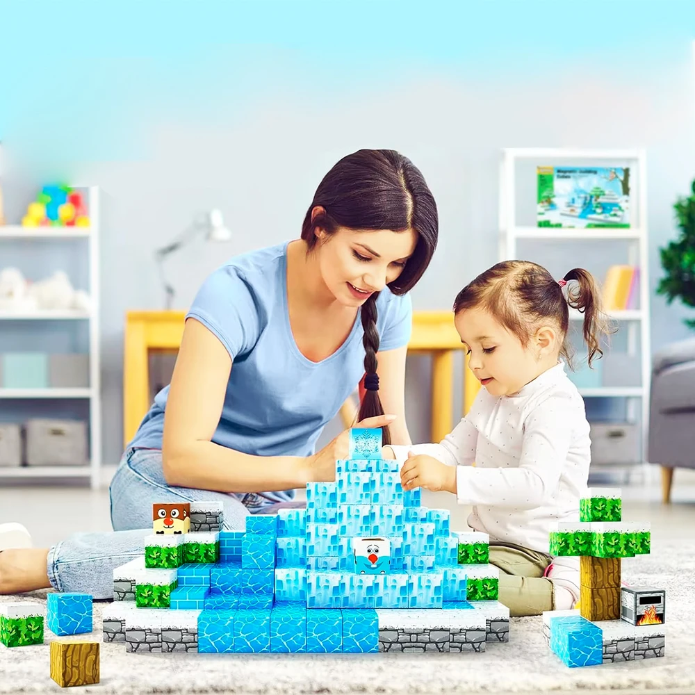 Bez Marki MAGNETINIAI KONSTRUKCINIAI BLOKAI MAN 3D PLYTELIŲ RINKINYS VAIKAMS 100 EL