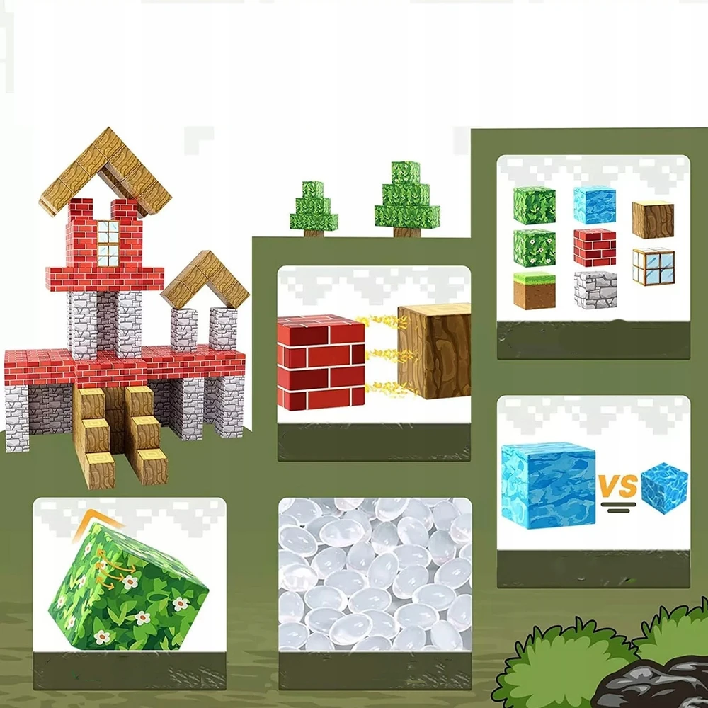 Bez Marki Magnetiniai konstrukciniai blokai kvadratiniai blokai pikselių 3D kubeliai