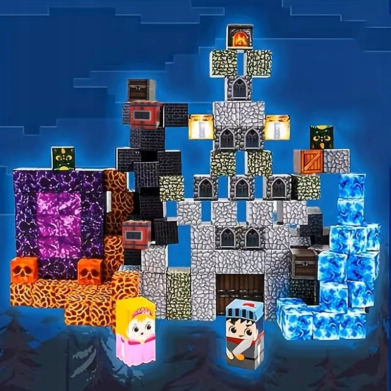 Bez Marki Magnetiniai konstrukciniai blokeliai 3D Cubes Castle BIG SET XXL 150 vnt.