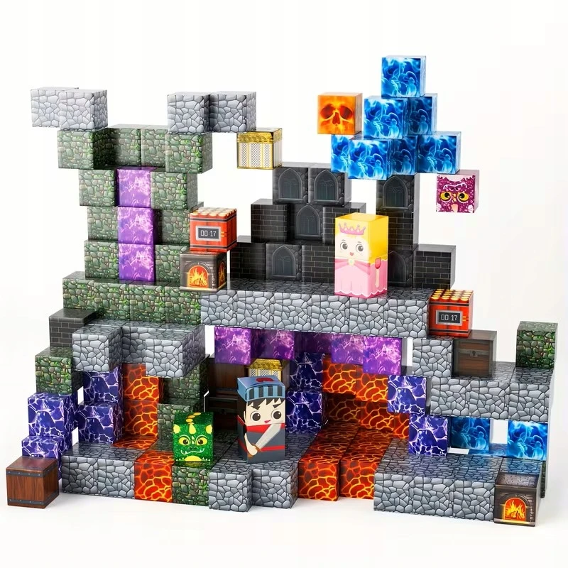 Bez Marki Magnetiniai konstrukciniai blokeliai 3D Cubes Castle BIG SET XXL 150 vnt.