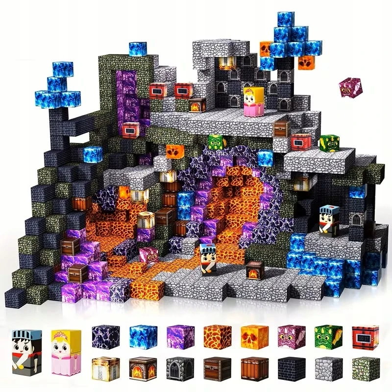 Bez Marki Magnetiniai konstrukciniai blokeliai 3D Cubes Castle BIG SET XXL 150 vnt.