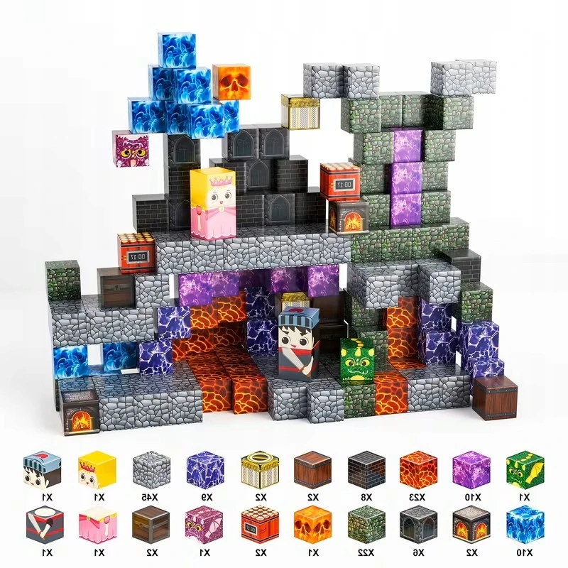 Bez Marki Magnetiniai konstrukciniai blokeliai 3D Cubes Castle BIG SET XXL 150 vnt.