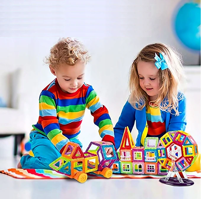 Bez Marki MAGNETINIAI KONSTRUKCINIAI KLUOKAI 3D UGDYMO RINKINYS VAIKAMS 128 vnt.