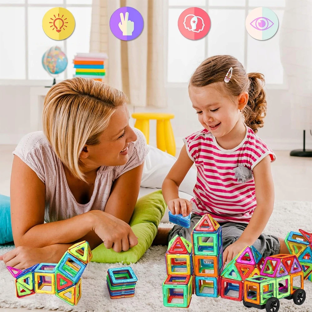 Bez Marki MAGNETINIAI KONSTRUKCINIAI KLUOKLIAI 3D EDUKACINĖ DĖLĖLĖ VAIKAMS 180 vnt.