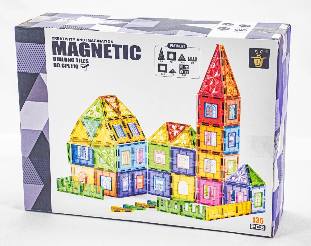 Bez Marki Magnetiniai statybiniai blokeliai edukacinės konstrukcijos didelis komplektas 135 vnt