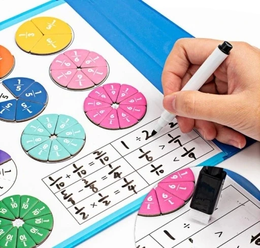 Bez Marki Magnetinis frakcijų mokymosi rinkinys vaikams – spalvinga vizualinė matematikos mokymo priemonė, patvarios magnetinės detalės namų ir klasės mokymui | JOJNUMERI