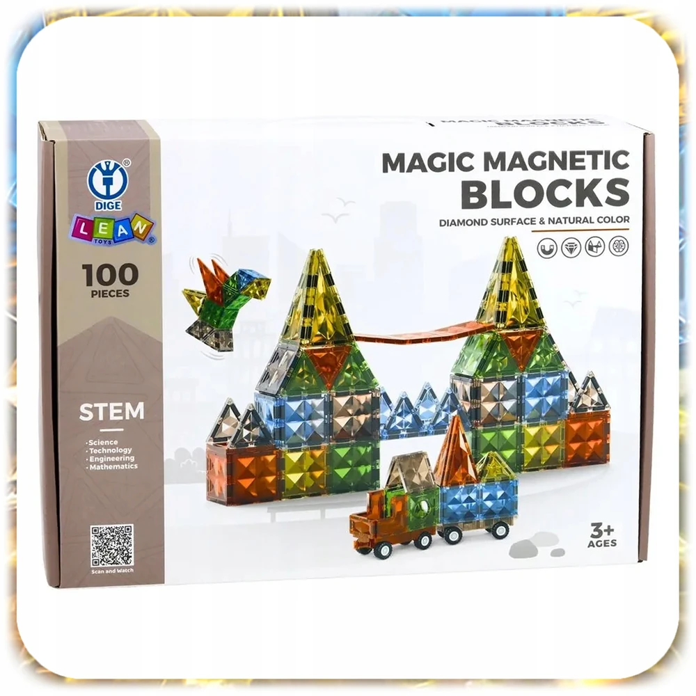 Bez Marki MAGNETINIŲ KONSTRUKCIJŲ UGDOMINIŲ BLAKŲ RINKINYS 100 ELEMENTŲ. 3D galvosūkis