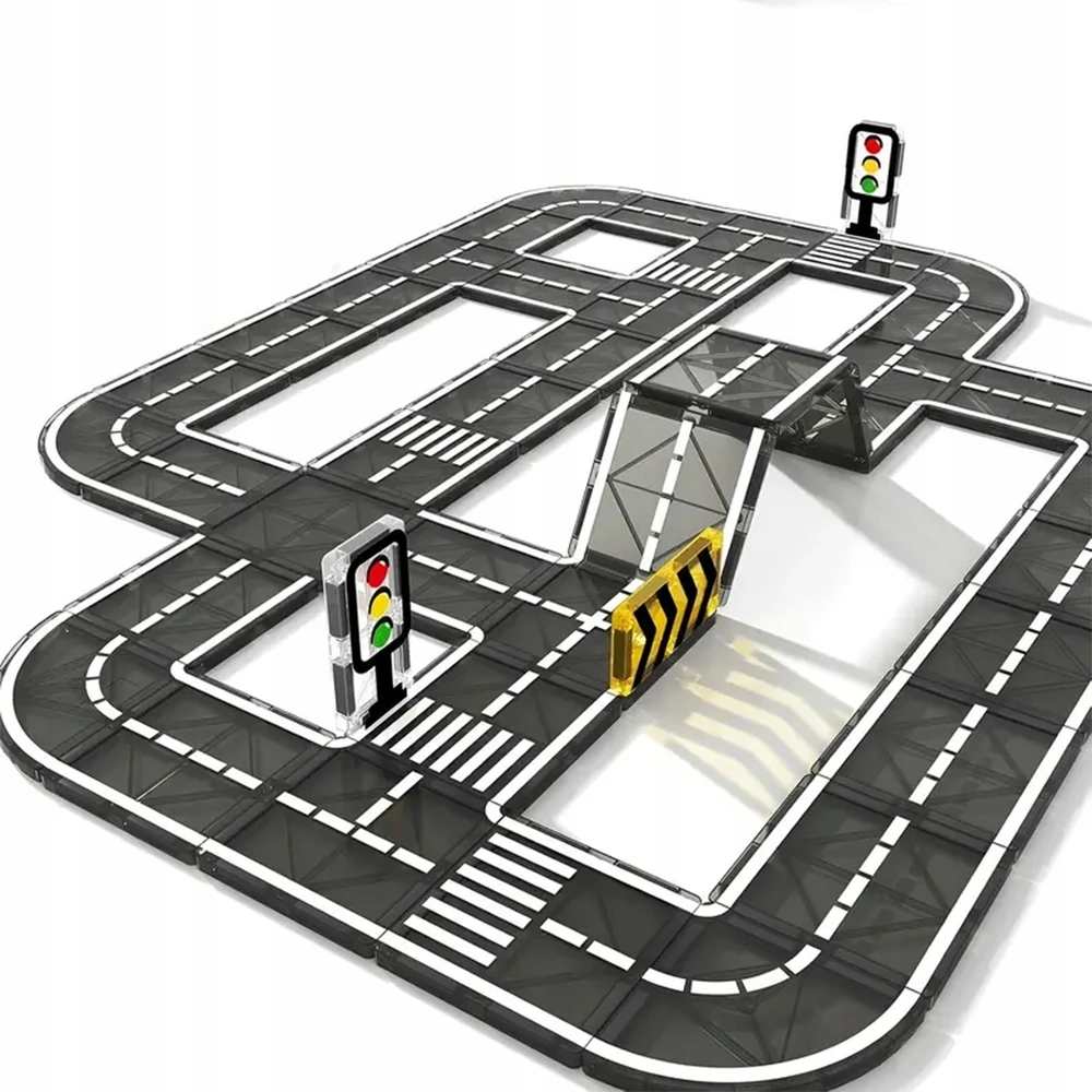 Bez Marki MAGNETINIŲ KONSTRUKCINIŲ KALULŲ RINKINYS 82 EL ROAD TRACK VAIKAMS