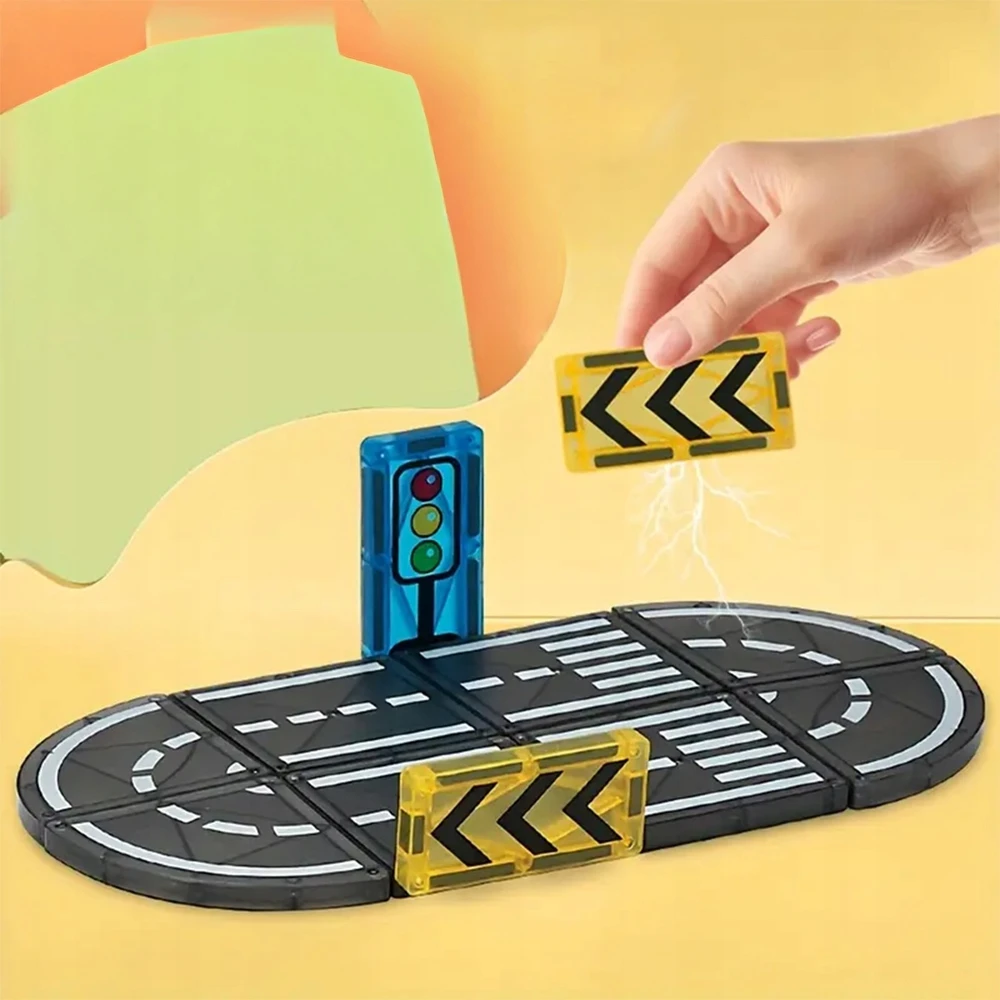 Bez Marki MAGNETINIŲ KONSTRUKCINIŲ KALULŲ RINKINYS 82 EL ROAD TRACK VAIKAMS