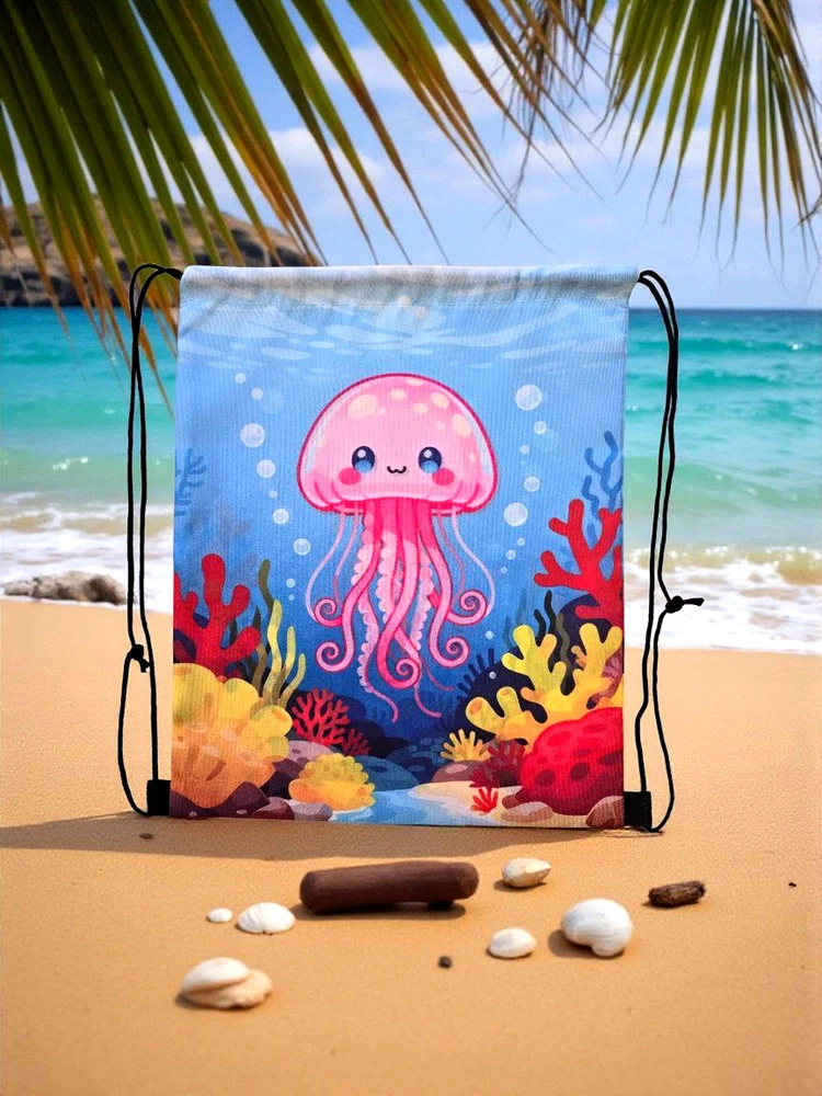Bez Marki Maišelis vaikams ze sznurkami meduza rožinė na basen, plażę, do szkoły