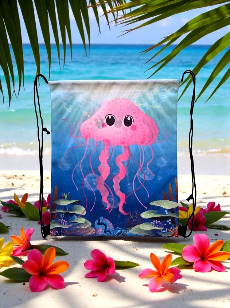 Bez Marki Maišelis vaikams ze sznurkami meduza rožinė na basen, plażę, do szkoły