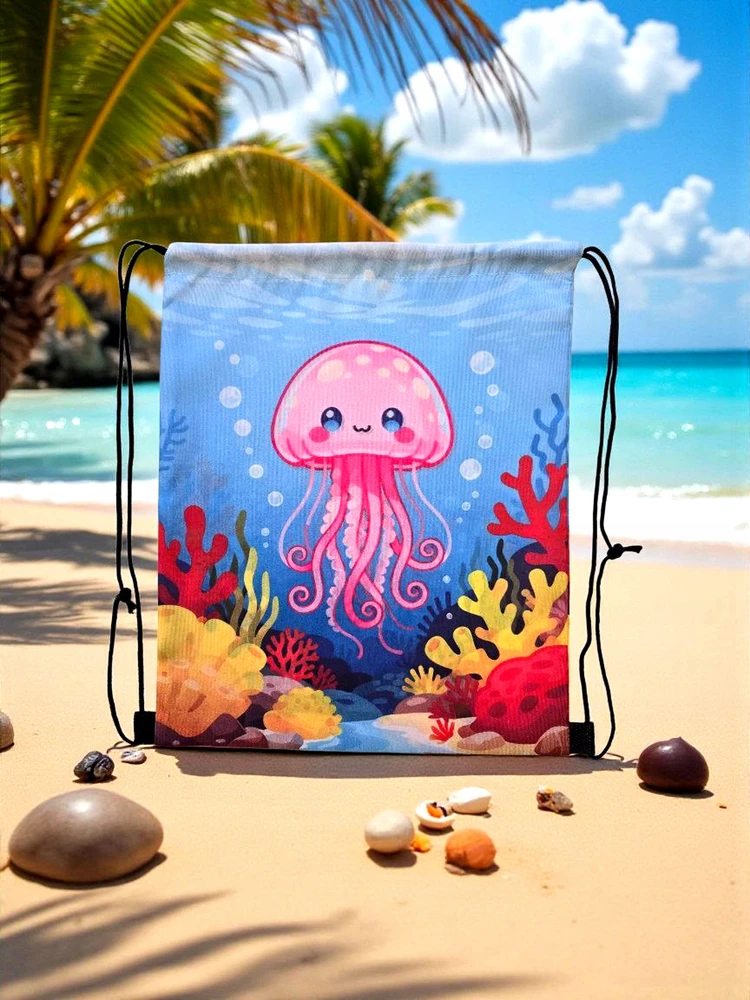 Bez Marki Maišelis vaikams ze sznurkami meduza rožinė na basen, plażę, do szkoły