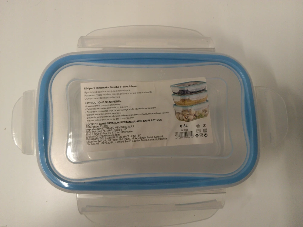 Bez Marki Maisto indas 0,8L, plastikinis, sandarus, stačiakampis | Maisto konteineris