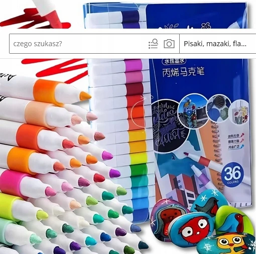 Bez Marki MARKERY AKRYLOWE DO KAMIENI UBRAŃ Rinkinys 12 vnt FLAMASTRY PISAKI MAZAKI