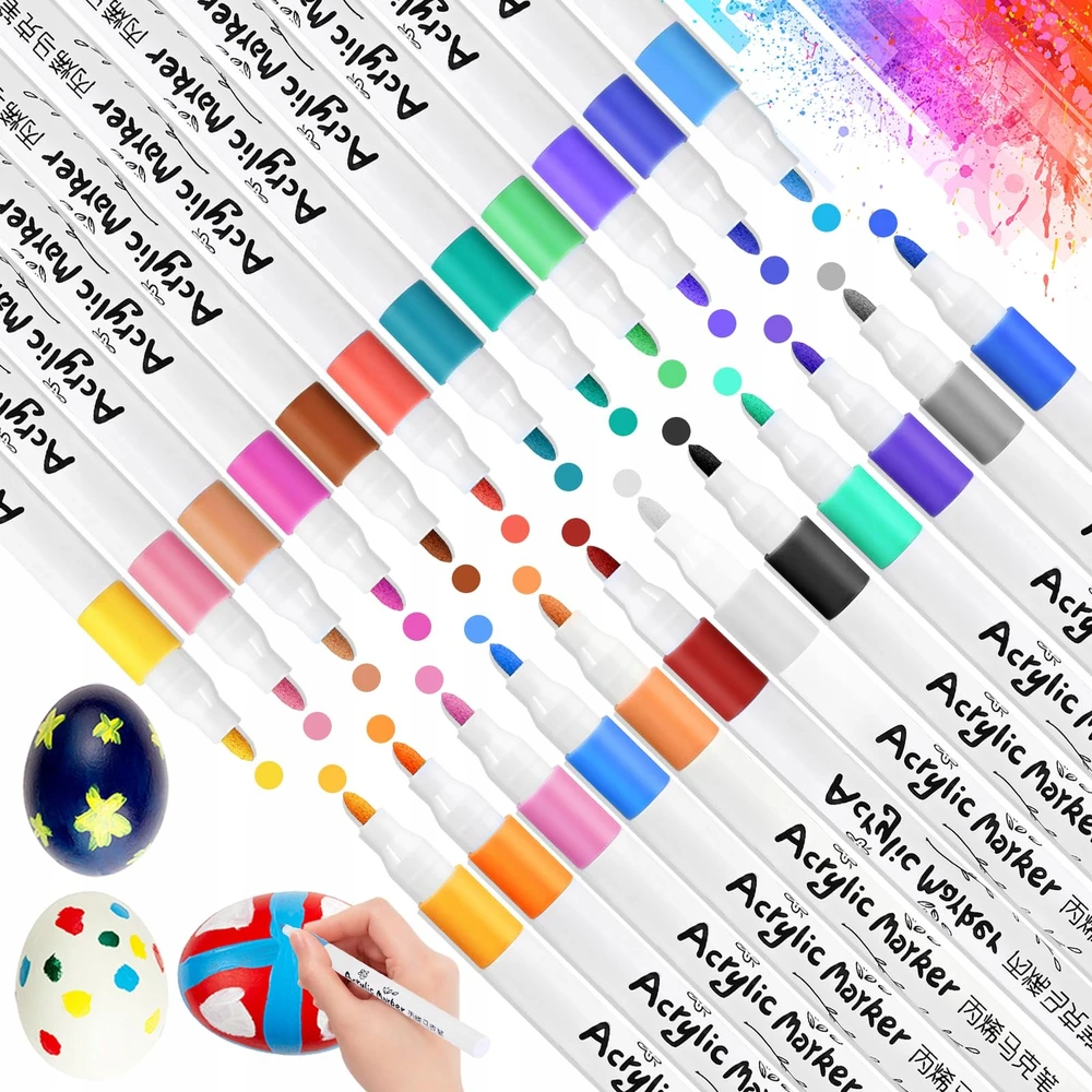Bez Marki MARKERY AKRYLOWE PISAKI MAZAKI FLAMASTRY do KAMIENI UBRAŃ WODOODPORNE 24szt