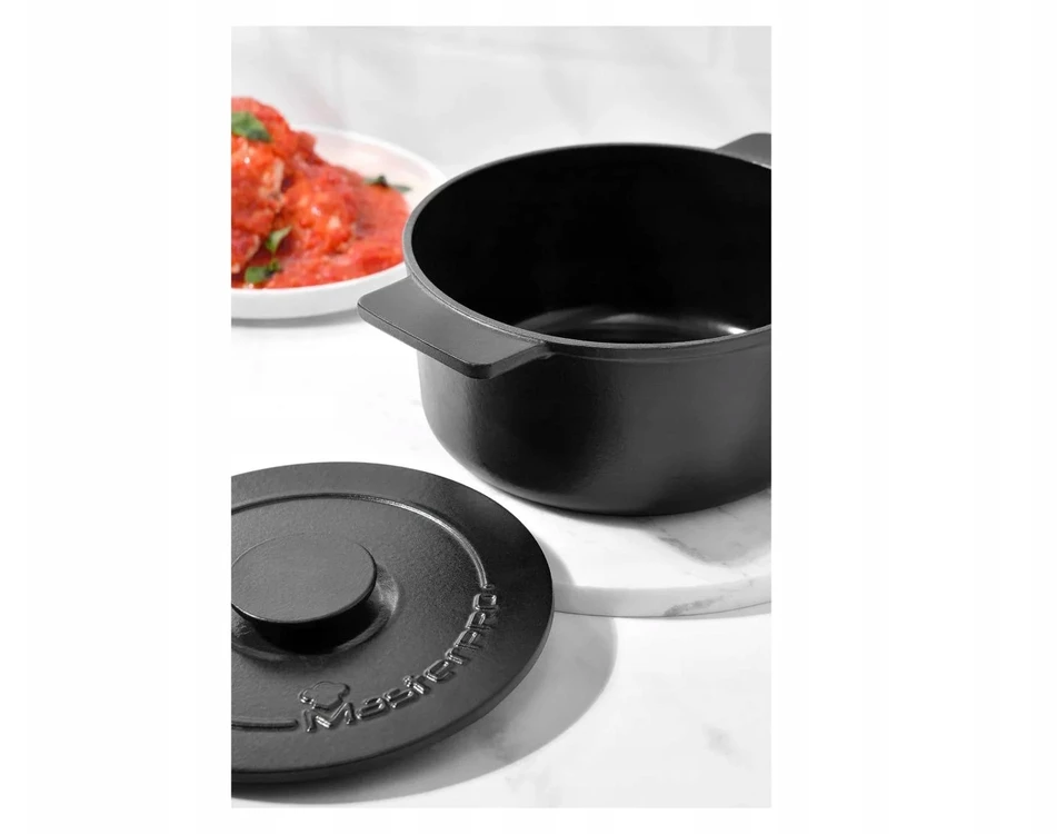 Bez Marki MasterPro Eternal emaliuotas KETAUS PUODAS 21 cm 3,0 L Juodas su defektu