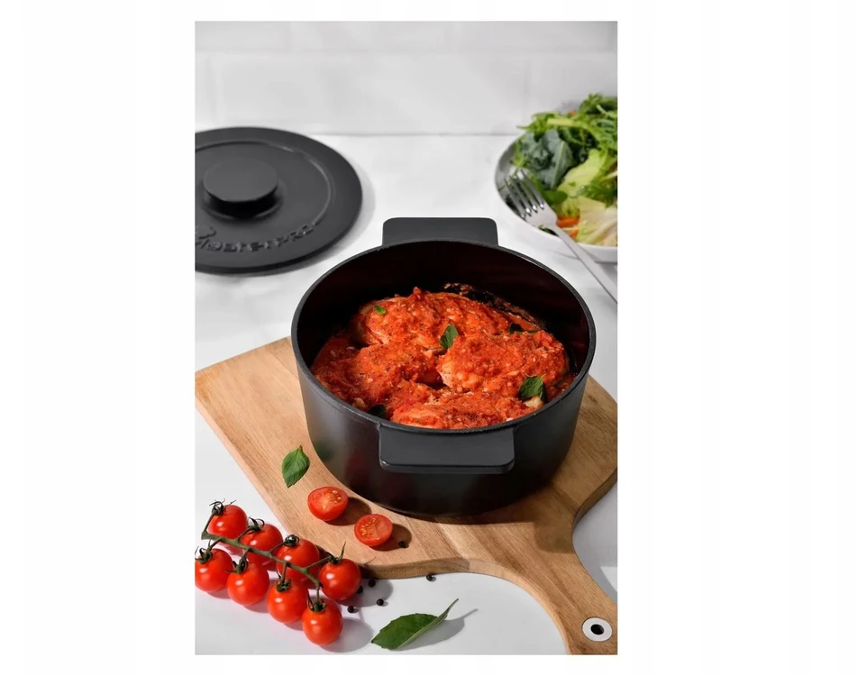 Bez Marki MasterPro Eternal emaliuotas KETAUS PUODAS 21 cm 3,0 L Juodas su defektu