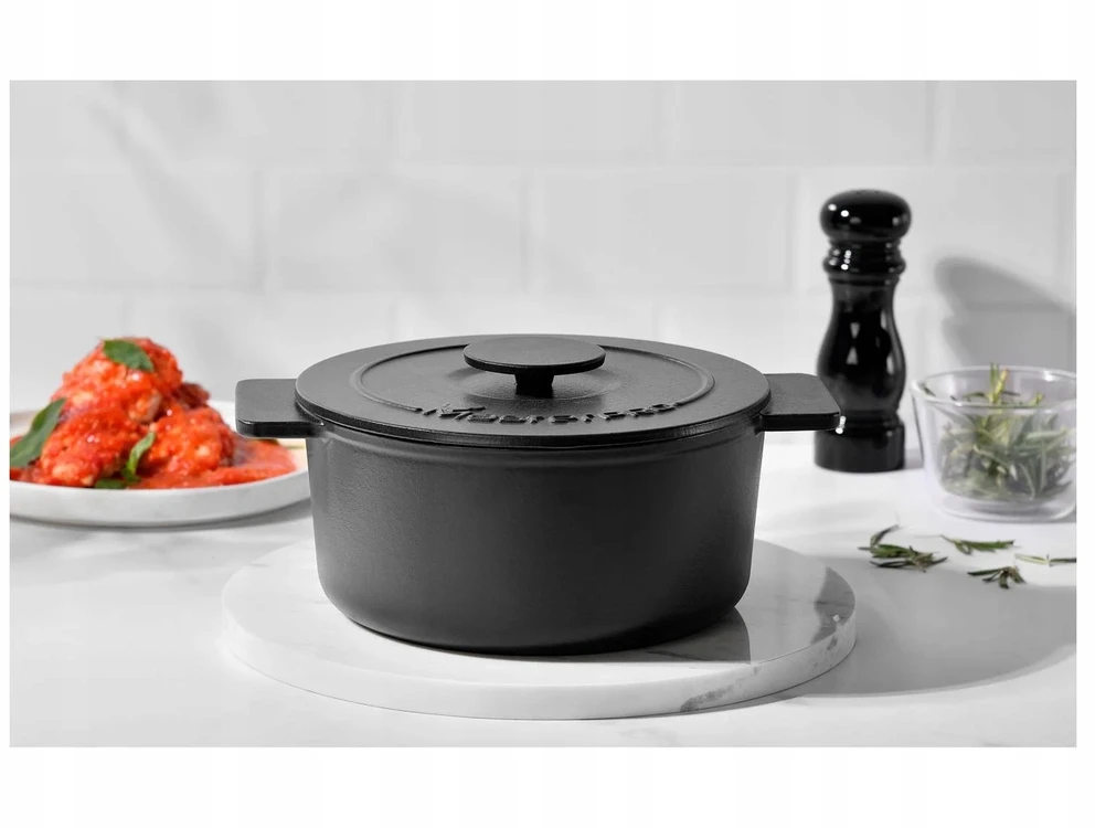 Bez Marki MasterPro Eternal emaliuotas KETAUS PUODAS 21 cm 3,0 L Juodas su defektu