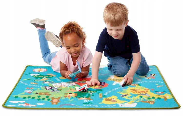 Bez Marki Mata Dywan Dookoła Świata Edukacyjna Žemėlapis 15194 Zwierzęta Melissa&Doug