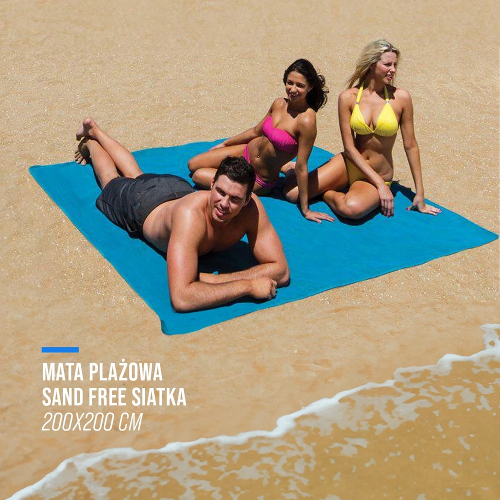 Bez Marki Matinė pliažo danga 200x200 cm, mėlyna, su apsauga nuo smėlio