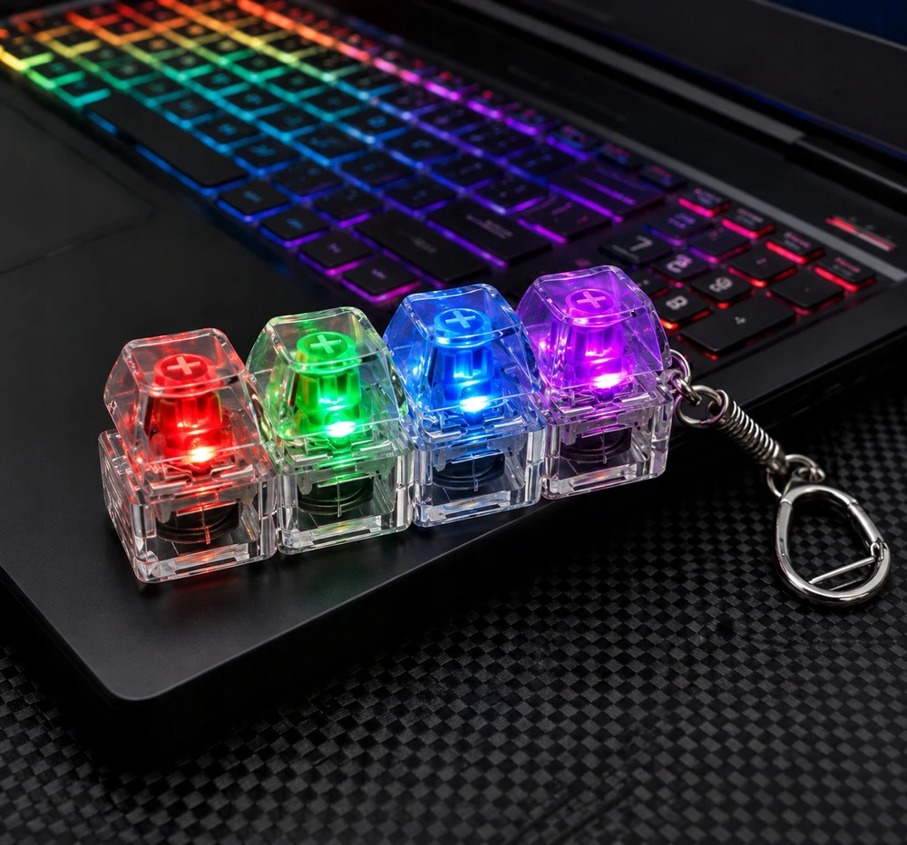 Bez Marki Mechaninė klaviatūros LED paspaudimų priemonė Antistresinis raktų pakabukas Fidget Switch Clicker