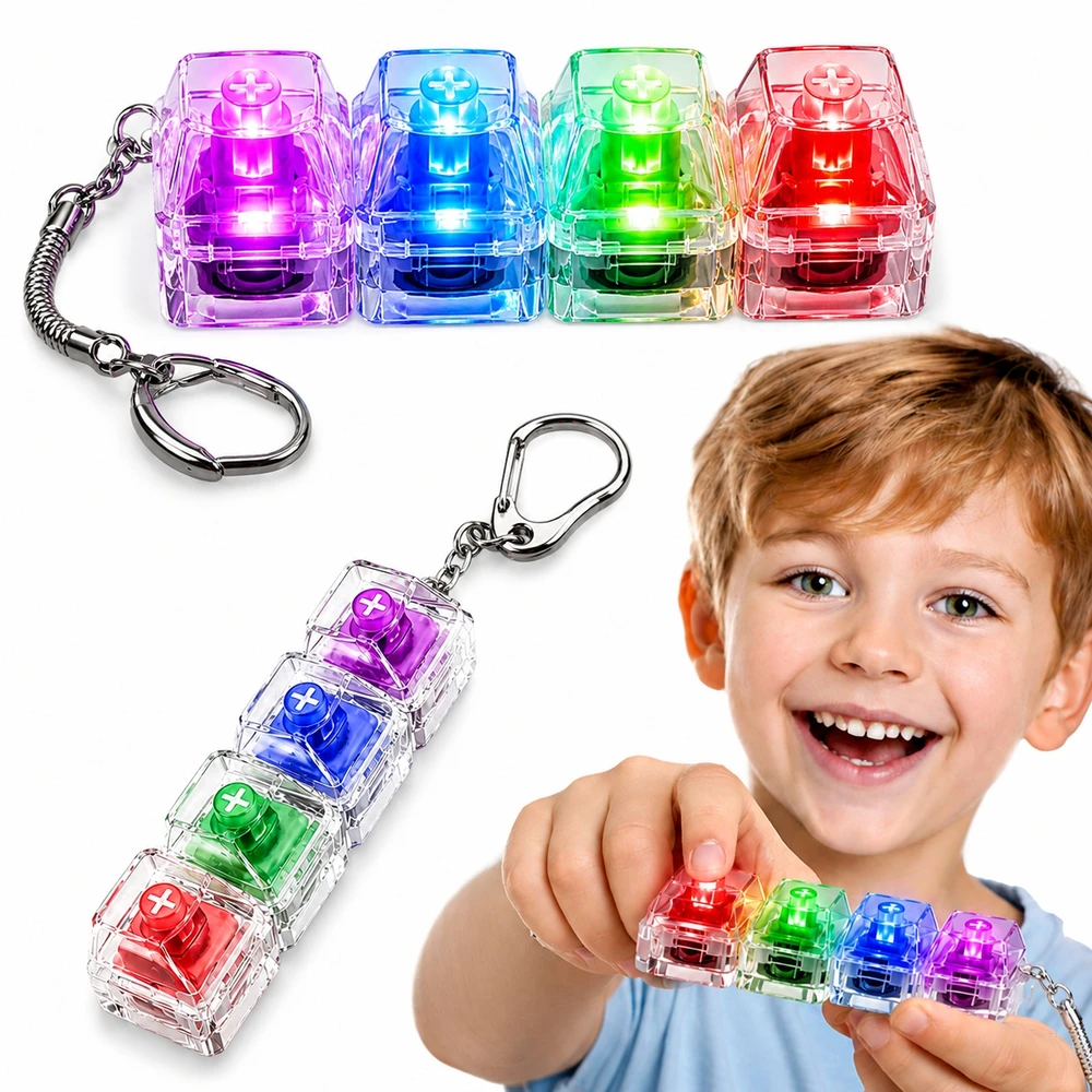 Bez Marki Mechaninė klaviatūros LED paspaudimų priemonė Antistresinis raktų pakabukas Fidget Switch Clicker
